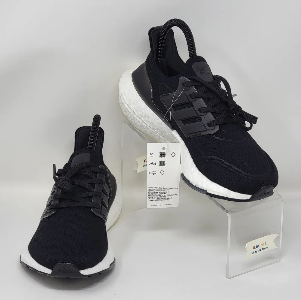 Adidas Ultraboost 21 Black White Running Shoes FY0378 Mens Sz 4.5 Wmns 6 New